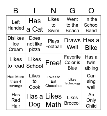 Character Education Bingo Card