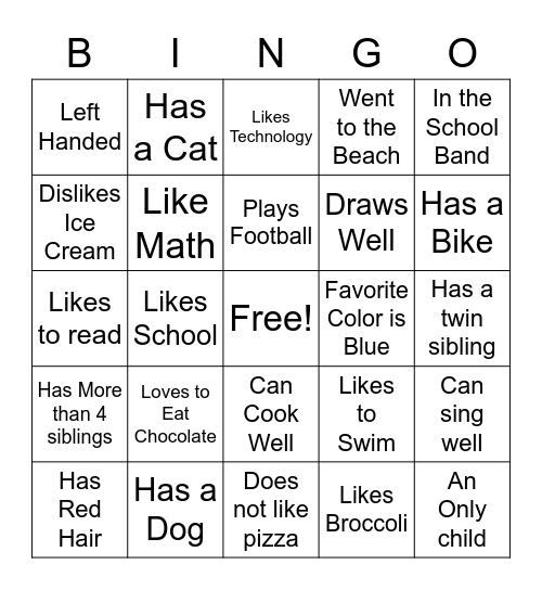 Character Education Bingo Card