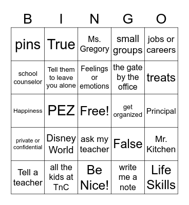 "Meet the Counselor" BINGO! Bingo Card