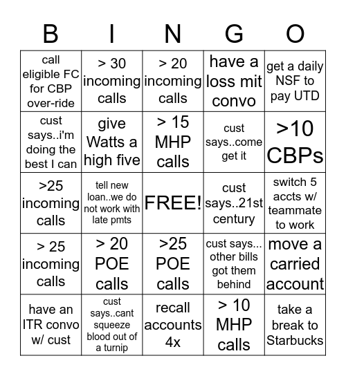 Trailer Bingo Card