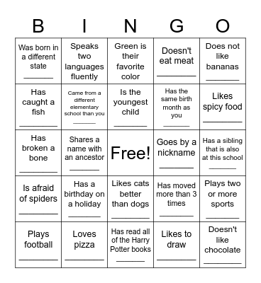Icebreaker Bingo Card