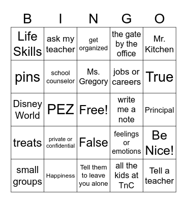 "Meet the Counselor" BINGO! Bingo Card