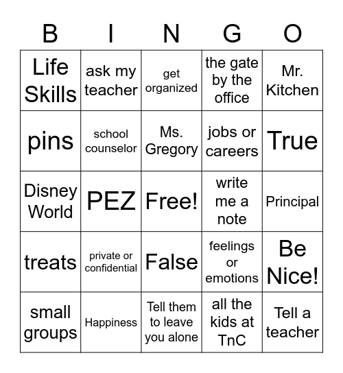 "Meet the Counselor" BINGO! Bingo Card