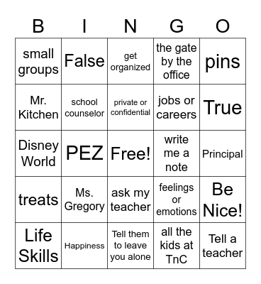 "Meet the Counselor" BINGO! Bingo Card