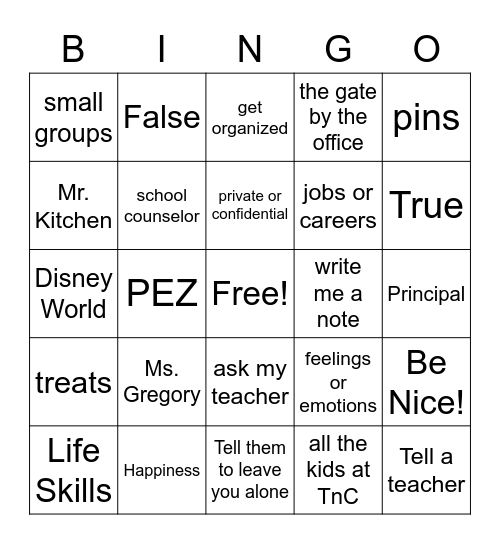 "Meet the Counselor" BINGO! Bingo Card