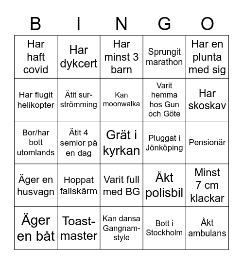 Mingelbingo version 2 Bingo Card