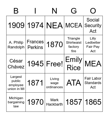 MCEA BINGO! Bingo Card