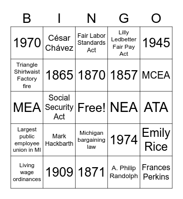 MCEA BINGO! Bingo Card