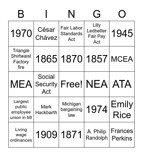 MCEA BINGO! Bingo Card