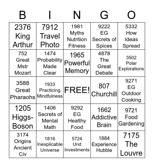 Monday Course Upsell Bingo Card