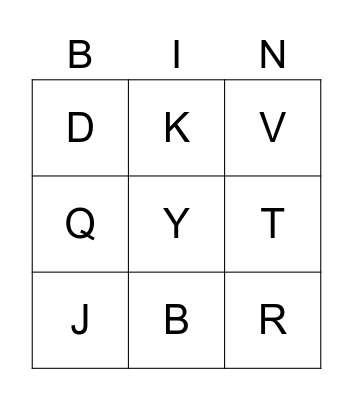 The Alphabet Bingo Card