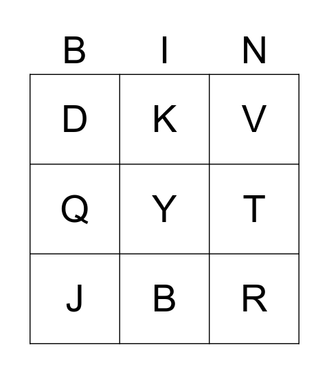 The Alphabet Bingo Card