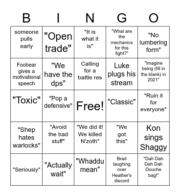 Beach Raid Bingo Card