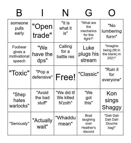 Beach Raid Bingo Card