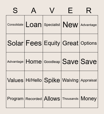 Goodleap Saver QA Bingo Card