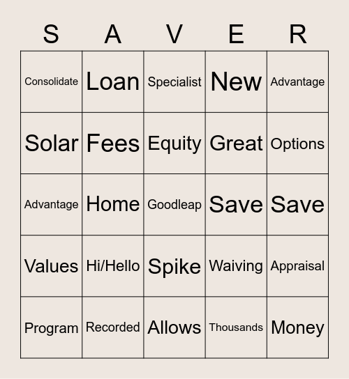 Goodleap Saver QA Bingo Card