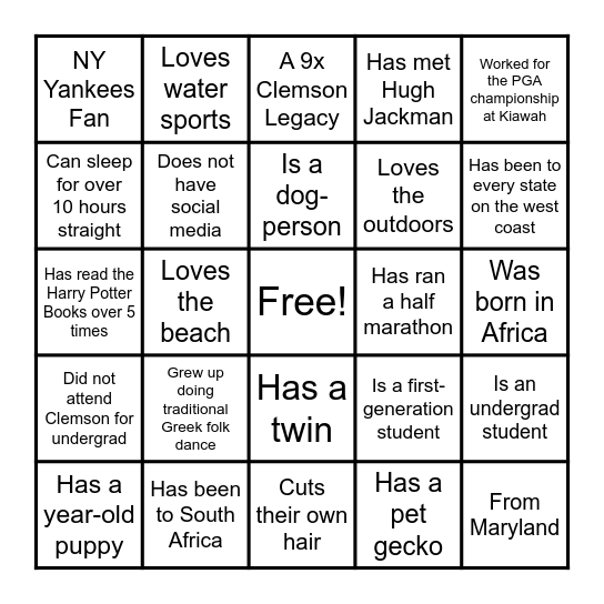 SI BINGO Card