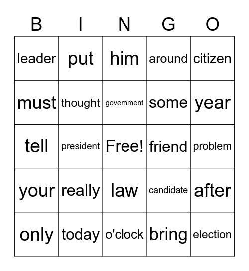 September Bingo Card