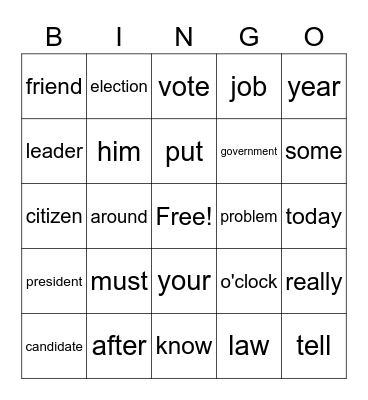 September Bingo Card