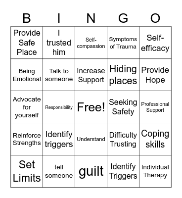 Trauma Bingo Card