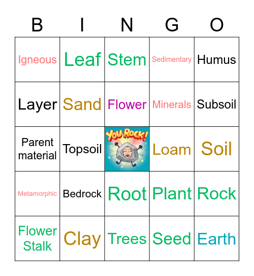Vocabulary Review: Plants and Soil Layer Bingo Card
