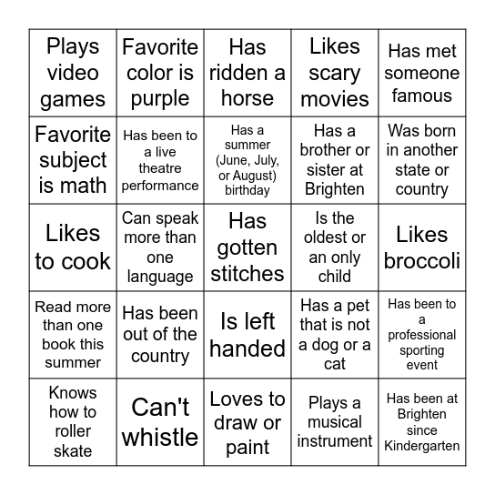 FIND SOMEONE WHO... Bingo Card