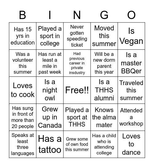 Faculty-Staff Bingo (Find someone who...) Bingo Card