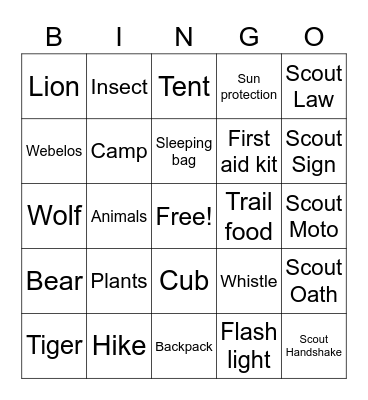 Pack 7009 Bingo Card