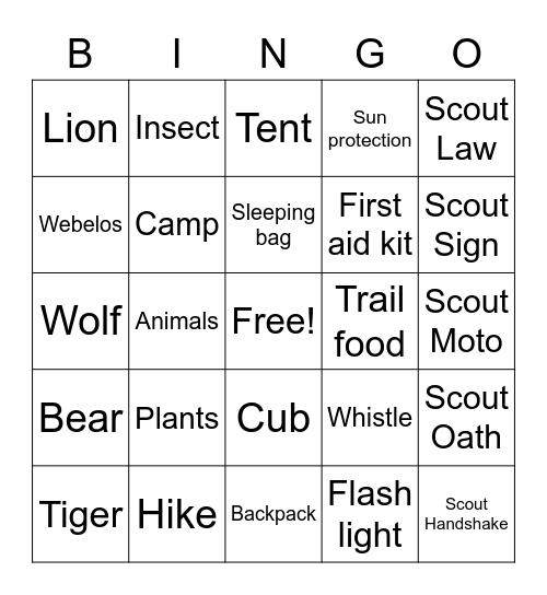 Pack 7009 Bingo Card