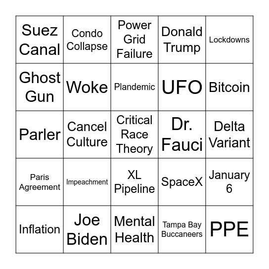Current Events Bingo Card