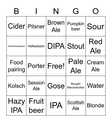 Sylvie's Birthday Beer Bingo Card