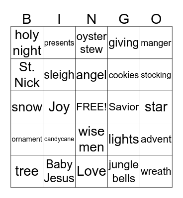 Christmas BINGO Card