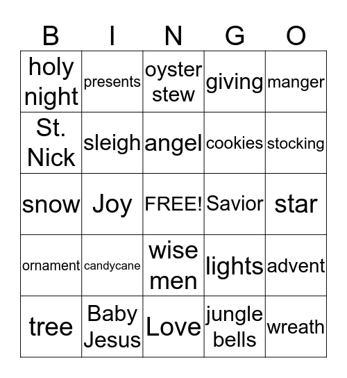 Christmas BINGO Card