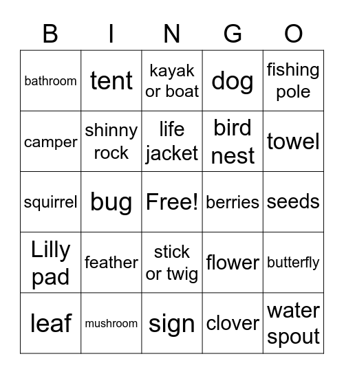 Nature BINGO Card