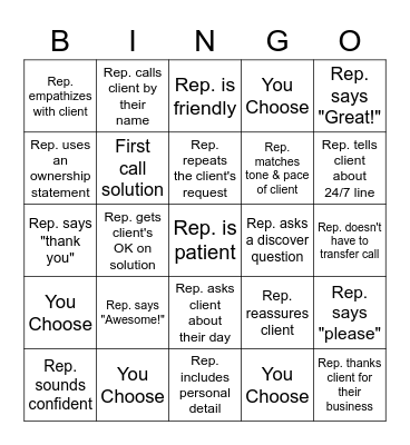 You "Call" It Bingo Card