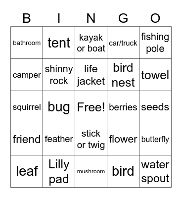 Nature BINGO Card