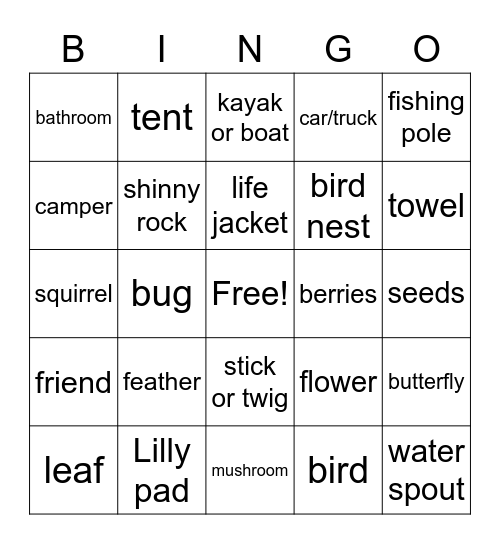 Nature BINGO Card