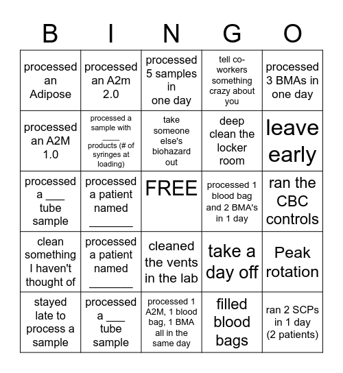 LAB BINGO Card