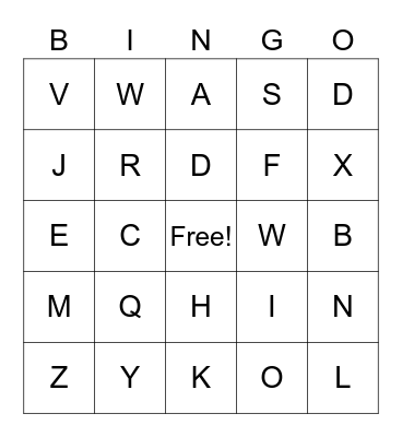Letter Sounds Bingo Card