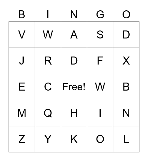 Letter Sounds Bingo Card