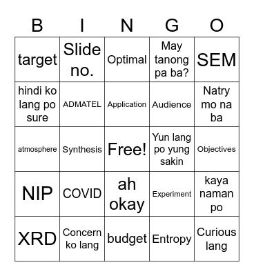 ZnO Q&A Bingo Card