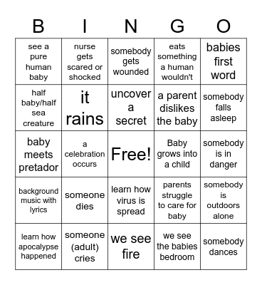 Sweet tooth bingo Card
