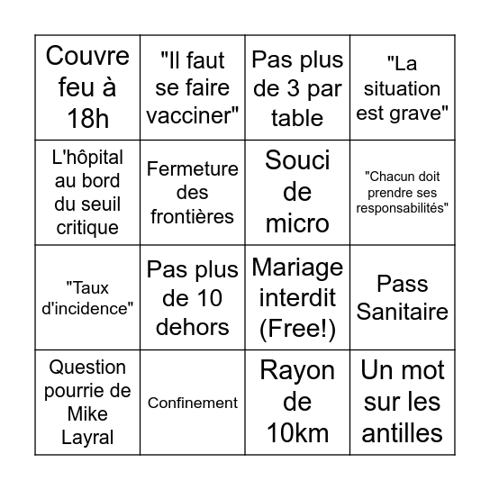 BINGO DU HAUSSAIRE Bingo Card