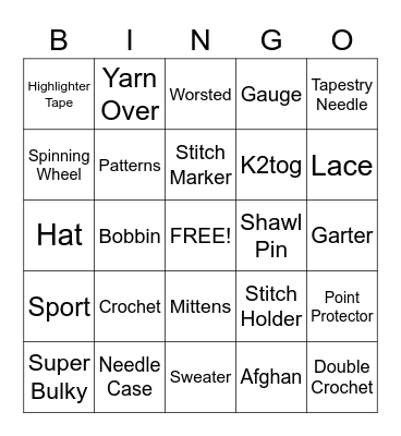 City Knits Bingo Card