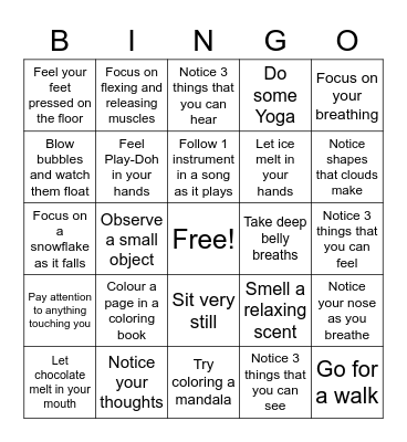 MINDFULNESS BINGO Card