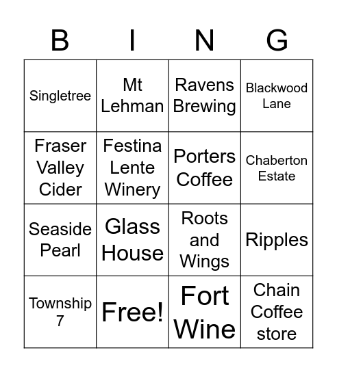 Wine Time Bingo Card