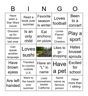 M.V. Bingo Card