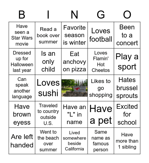 M.V. Bingo Card