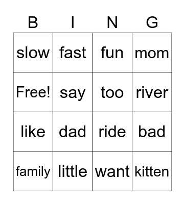 Too Slow for Little Cat Bingo Card