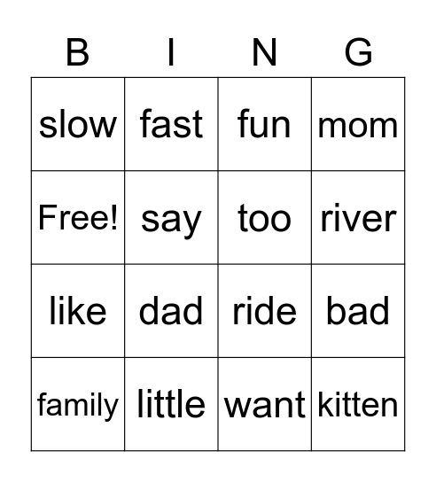Too Slow for Little Cat Bingo Card